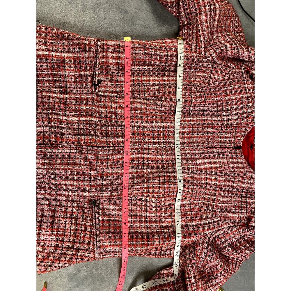 WHITE HOUSE BLACK Tweed Blazer Jacket Women’s 14 Red Pink Woven Preppy EUC - Picture 13 of 16